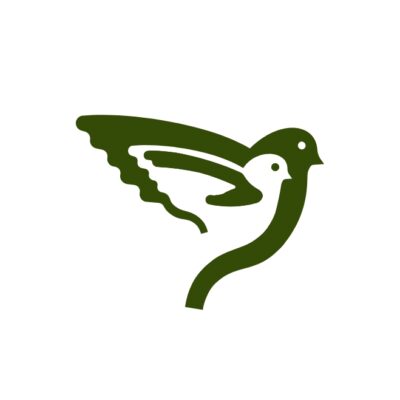 Logo for Qupanuaq, including two birds flying in tandem